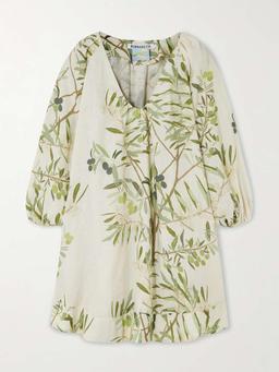 Georgette printed linen mini dress