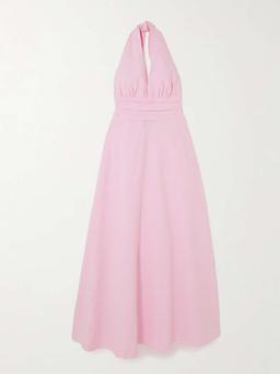 Marilyn striped cotton halterneck maxi dress