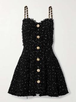 Embellished tweed mini dress
