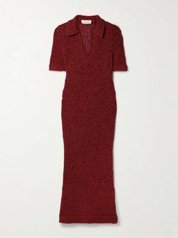 Open-knit organic cotton-blend maxi dress