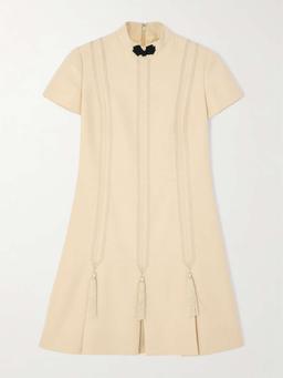 Tasseled embroidered woven mini dress