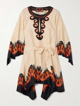 + MOTHER Malibu belted printed silk mini dress