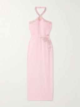Ara sequin and crystal-embellished crepe halterneck gown