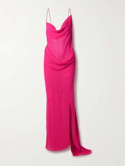 Draped silk-georgette gown