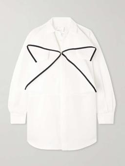 Paneled grosgrain-trimmed silk and cotton-blend shirt