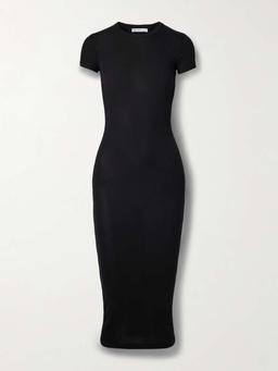 Ribbed stretch-cotton jersey midi dress