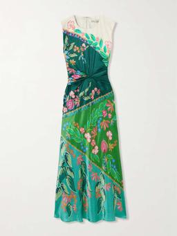 Gwen twisted draped floral-print silk maxi dress