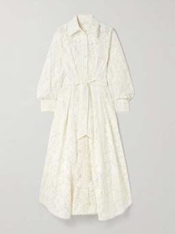 Dawning pleated corded lace midi dress