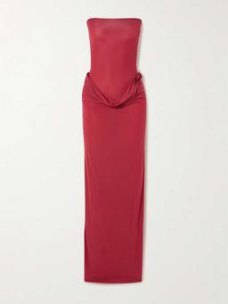 Campano strapless appliquéd stretch-jersey maxi dress