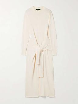 Luca tie-detailed silk-blend maxi dress