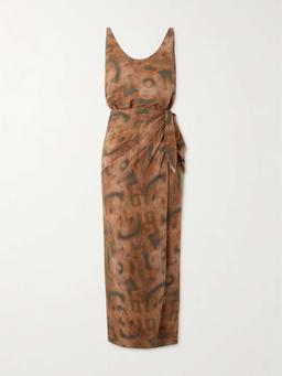 Mala printed silk maxi wrap dress