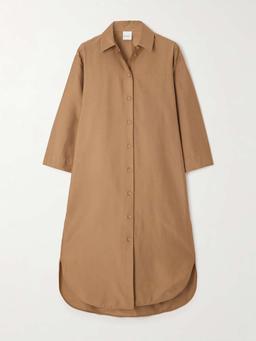 Sella cotton-blend poplin midi shirt dress