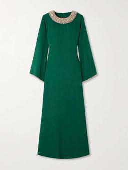 Crystal-embellished crepe gown