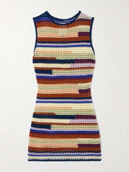 Spondylus open-knit organic cotton mini dress