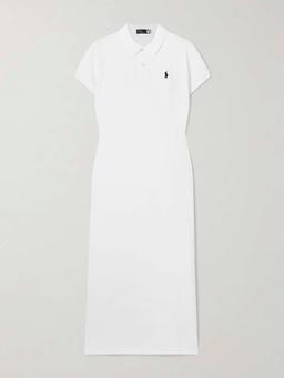 Embroidered cotton-piqué maxi dress