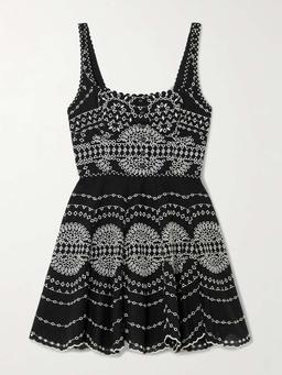 Winnie broderie anglaise cotton-blend mini dress