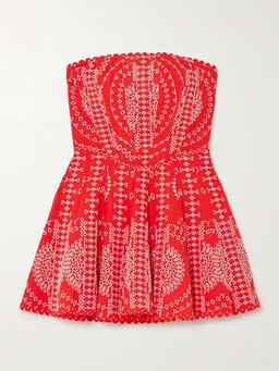 Clem strapless broderie anglaise cotton-blend mini dress