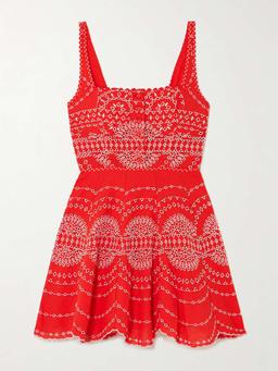 Winnie broderie anglaise cotton-blend mini dress