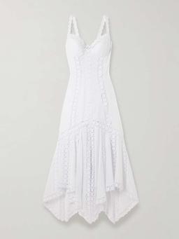 Blossel tiered guipure lace-trimmed cotton-blend voile midi dress