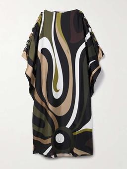 Big Marmo printed silk-twill kaftan