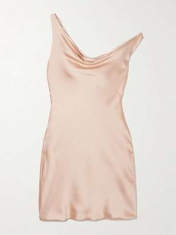 Maria off-the-shoulder draped satin mini dress