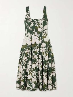 Pistilo Gardenia picot-trimmed floral-print cotton-poplin midi dress