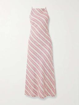 Lison open-back striped linen and cotton-blend midi dress