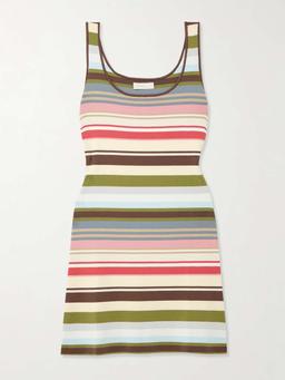 Enya striped cotton-blend mini dress