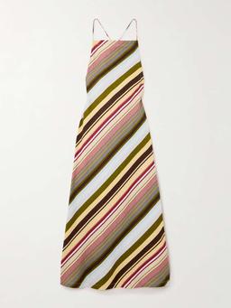 Antibes open-back striped linen halterneck midi dress