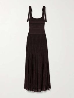 Lucky metallic ribbed stretch-knit maxi dress