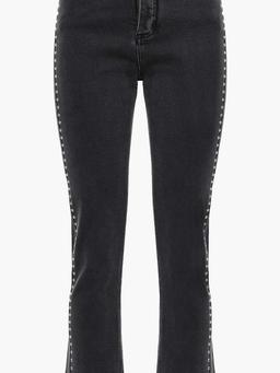 Studded high-rise straight-leg pants
