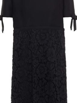 Crepe and corded lace mini dress