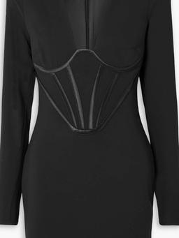 Silk satin-trimmed crepe mini dress