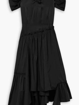 Canyon asymmetric paneled silk-satin and cotton-blend poplin dress
