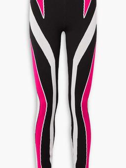 Striped stretch-jacquard leggings