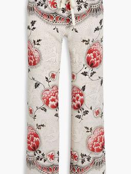 Floral-print silk crepe de chine straight-leg pants