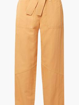 Belted cotton, linen and TENCEL™-blend twill straight-leg pants