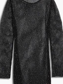 Sequin-embellished open-knit mini dress