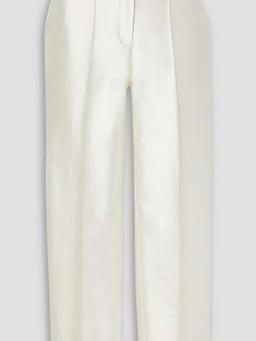Cotton and silk-blend satin straight-leg pants