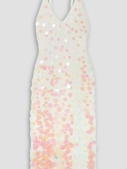 Sequin-embellished wool midi dress