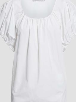 Gathered cotton-poplin blouse