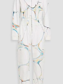 Printed denim jumpsuit