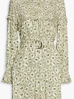 Pintucked printed crepe dress