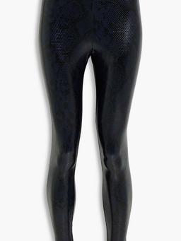 Faux lizard-effect leather leggings