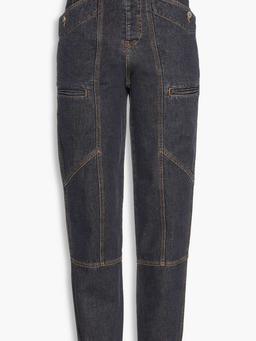 Neko embroidered high-rise tapered jeans