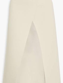 Belted stretch-knit midi wrap skirt