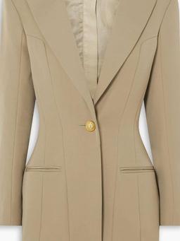 Button-embellished wool mini dress