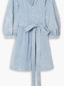 The Coast Walk striped bleached cotton-chambray mini dress