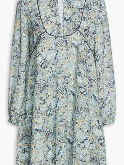 Floral-print crepe de chine mini dress