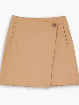 Esmaa frayed stretch-twill mini wrap skirt